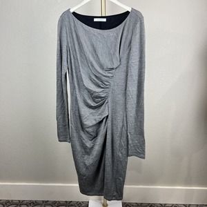 Max Mara Dress Women 44 Medium Long Sleeve Virgin Wool Blend‎ Bodycon Gray Brown